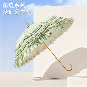 Parapluie Lolita à volants superposés, design princesse, 8 baleines en alliage, résistant aux UV, ouverture manuelle, design mignon, pour fêtes, utilisation ensoleillée et pluvieuse - Product Image 1