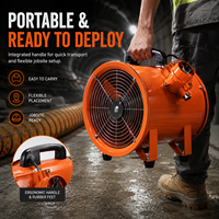 Ventilateur axial antidéflagrant portable de 8 à 20 pouces, souffleur de ventilation industriel, ventilateur d'évacuation pour tunnel et espace confiné avec flexible