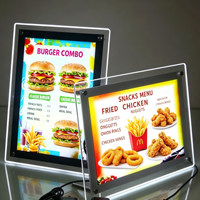 Boîte à lumière LED ultra-mince simple face en cristal, cadre en alliage d'aluminium A4, 2000 lumens, haute luminosité, publicité de bureau à insertion rapide