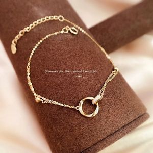 Xinfly 18K Solid Gold Hot Sale Diamond Pendant Necklace/<b>Bracelet</b> Classic Double Chain Necklace/<b>Bracelet</b> Luxury Jewelry Set - Product Image 3
