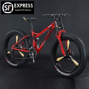 Vélo de montagne à double frein à disque, cadre en acier à haute teneur en carbone, tout-terrain, plage, <span class=keywords><strong>neige</strong></span>, pour hommes, femmes, jeunes, suspension souple, amortisseur 4.0 - Product Image 4