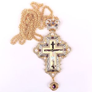 ZD041 el más nuevo collar de cruz pectoral de iglesia griega ortodoxa de aleación ruso chapada en oro y plata antigua para sacerdote con caja de regalo - Product Image 5