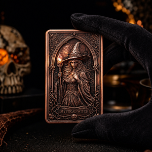 Medaglione Commemorativo Gotico in Rame Invecchiato 3D a Rilievo Alto, 5 OZ, Collezione Halloween, Biglietto Regalo, Tema Strega Mistica - Product Image 4