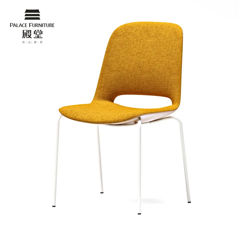 Venta al por mayor nórdico restaurante Hotel hogar Oficina escritorio y sillón conjunto de tela moda comedor tubo de Metal pierna silla