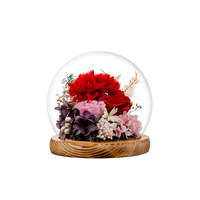 Vente en gros de fleurs fraîches conservées de haute qualité sous cloche en verre, belle rose conservée sous cloche en verre pour la décoration de mariage