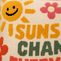Coussin de soutien lombaire en laine brodé main de luxe, motif « Le soleil change tout », taille 10x14 pouces, idéal comme cadeau