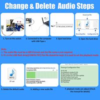 Módulo de 16MB Cable tipo C Grabación fácil 16 minutos Saludos personalizados Botón azul Altavoz de sonido activado para bricolaje