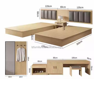 Custom Low Cost Modern Hotel Room Furniture Sets <b>Single</b> Twin Bed Farme With <b>Headboard</b> Nightstands TV Cabinet Wardrobe Side Table - Product Image 2
