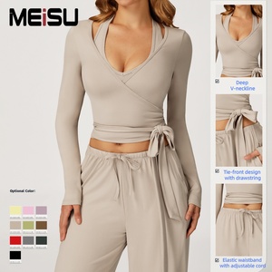 Nuovo Set <span class=keywords><strong>Sportivo</strong></span> <span class=keywords><strong>Elegante</strong></span> 2026: Pantaloni Spazzolati di Lusso, Top da Balletto a Maniche Lunghe, Top Yoga con Scollo a V Profondo, Design Avvolgente, <span class=keywords><strong>Abbigliamento</strong></span> per Pilates - Product Image 6
