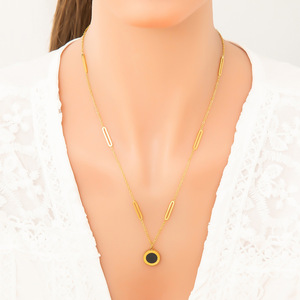 Collier en acier inoxydable pour femme, chaîne de clavicule géométrique ronde, plaqué or, chaîne de pull, bijou, cadeau, accessoire de mode - Product Image 4