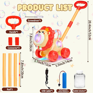 Máquina automática de hacer burbujas, soplador de burbujas para exteriores, juguetes de empuje, regalo de cumpleaños para niños y niñas, cortacésped de burbujas para niños pequeños - Product Image 6