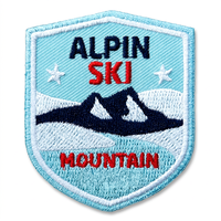 Patch brodé thermocollant en PVC écologique de haute qualité Alpin Ski Mountain, forme irrégulière, badge décoratif en toile tissée