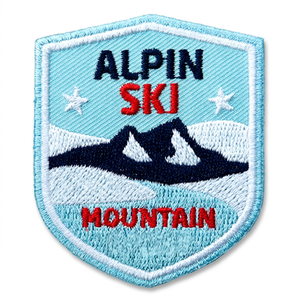 Parche Bordado Termoadhesivo Ecológico Alpin Ski Mountain, Insignia Decorativa de Lona Tejida de Forma Irregular - Product Image 1
