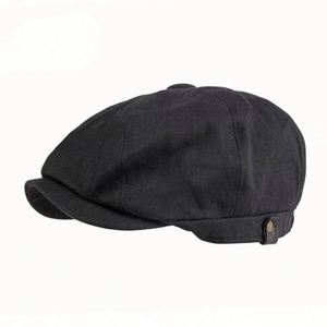 Wholesale Vintage Tweed <b>Flat</b> Cap <b>Hat</b> Solid Color 8 Panel Newsboy Beret Ivy <b>Hats</b> for Men - Product Image 2