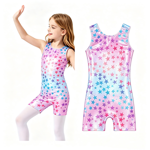 <span class=keywords><strong>Justaucorps</strong></span> pour filles à imprimé dégradé, sans manches, unitard de gymnastique brillant, body court, costume de danse pour enfants, <span class=keywords><strong>justaucorps</strong></span> de gymnastique - Product Image 1