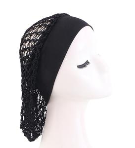 New satin phụ nữ tóc dài Net Crochet ngủ nightcap rửa <span class=keywords><strong>cap</strong></span> hat lưới snood Bun Rayon hairnet bìa với rộng ban nhạc <span class=keywords><strong>scrunchie</strong></span> - Product Image 3