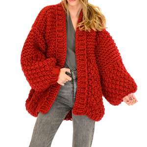 Cardigan à <span class=keywords><strong>col</strong></span> roulé personnalisé tricoté à la main boules faites chandails pour femmes chandail en tricot avec écusson multicolore pour femmes - Product Image 5