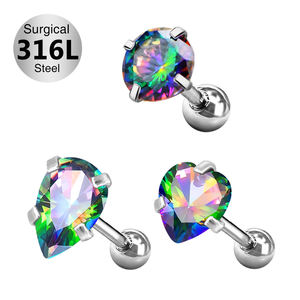 Toposh-Conjunto de pendientes de acero inoxidable 316L, pendientes de cartílago, <span class=keywords><strong>Tragus</strong></span>, Piercing para el cuerpo, joyería - Product Image 1