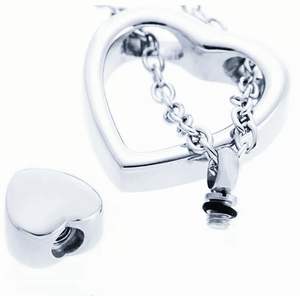 세련된 하트 모양의 스테인레스 스틸 실버 애쉬 항아리 펜던트 기억에 남는 추억의 유품 및 매력 - Product Image 2