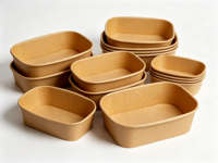 Bols ronds en canne à sucre biodégradables, bols en bagasse de canne à sucre, bols à salade en bagasse de canne à sucre avec couvercle en PET