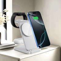 Station de charge sans fil 3 en 1, portable, pliable, chargeur sans fil magnétique 15W, support de téléphone portable, chargeur sans fil pliable