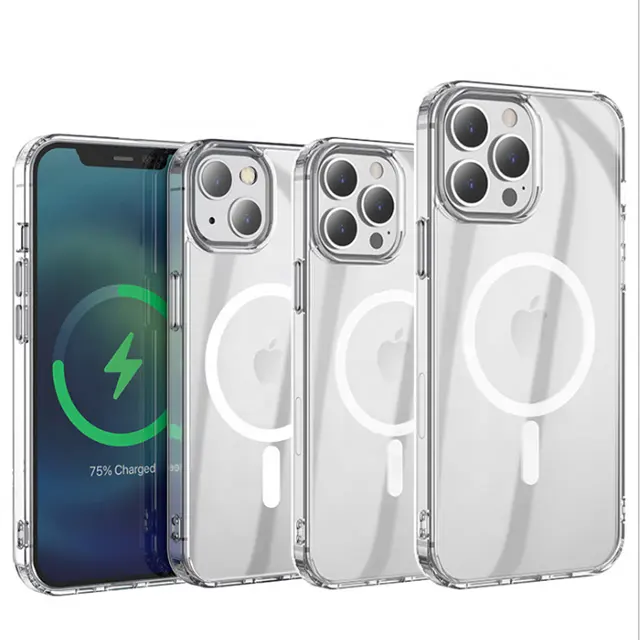 Clear TPU PC magnetic case for iPhone 13 with key button protection for iPhone 13 pro max phone case