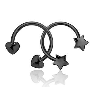 Barre de musculation circulaire en acier inoxydable 316L avec extrémités en forme de cœur |   Bijoux hypoallergéniques pour piercing du nez, des lèvres et des oreilles - Product Image 5