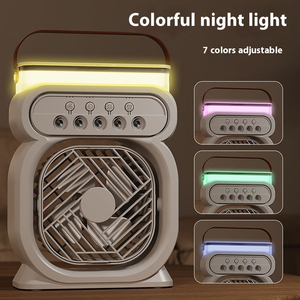 Kipas pendingin udara portabel Mini, kipas angin semprot kabut 3 kecepatan isi ulang USB 450ml tangki Air lampu warna LED - Product Image 5