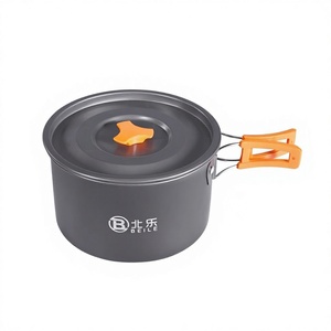 Portable Outdoor Camping Pot Lightweight Backpacking Frying Pan Hard-Anodized Aluminum Camping <b>Cookware</b> Set for Hiking - Product Image 3