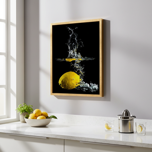 Gold <b>Framed</b> Lemon Wall Hanging - Modern Yellow Canvas Art Print - Product Image 3