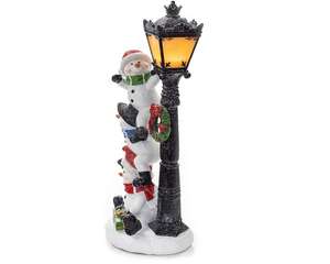 Polyrésine/résine noël bonhomme de neige <span class=keywords><strong>Trio</strong></span> avec LED lampadaire lumineux Statue de lumière de vacances - Product Image 3