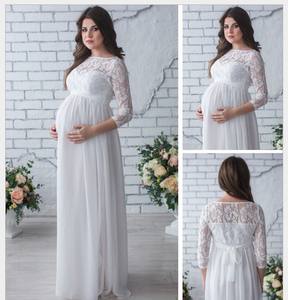 Vestidos de fotografía de gran tamaño <span class=keywords><strong>Ropa</strong></span> de maternidad de encaje Vestidos de novia embarazadas - Product Image 3