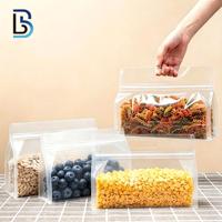 Bolsas de Embalaje Transparentes Laminadas de Grado Alimenticio Lebei en Stock, Bolsa de Fondo Plano Brillante a Prueba de Humedad con Cierre y Asa