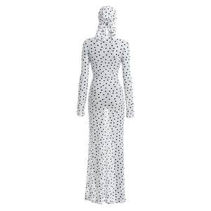 Viviblook D26DS135 Women Summer Casual Dress Sexy <b>Perspective</b> Polka Dot Print Mesh Headband Long Sleeved Dress - Product Image 5
