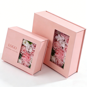 Scatola Regalo Compatta Ecologica e Riciclabile per San Valentino, per Rosa Eterna, Fiore di Sapone, Profumo, Rossetto, Collana - Product Image 3