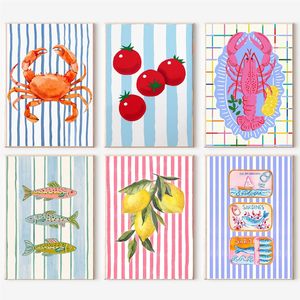 <span class=keywords><strong>Peinture</strong></span> par numéros pour la vente en gros : Kits de <span class=keywords><strong>peinture</strong></span> acrylique moderne sur toile tendue avec cadre, thème fruits de mer - Product Image 1