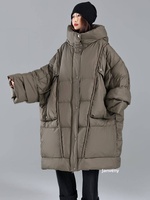 Janveny 2026 Nouvelle Veste Longue Doudoune Ample d'Hiver pour Femme avec Capuche, Manteau Chaud et Moelleux en Duvet de Canard Blanc à 90%, Parka d'Extérieur