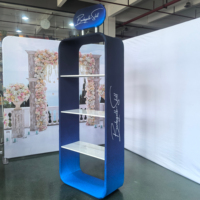 Stands d'exposition pliables en aluminium personnalisés, présentoirs de vente au détail portables, étagères, toile de fond pour la promotion des salons professionnels, exposition pop-up