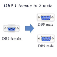 COM DB9 Y Cable divisor RS232 9 pines 1 hembra Ale a 2 macho COM Rs232 Serial Cable recto