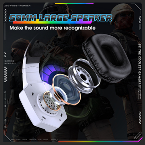 Casque <span class=keywords><strong>de</strong></span> jeu supra-auriculaire à <span class=keywords><strong>vente</strong></span> chaude, casque <span class=keywords><strong>de</strong></span> jeu filaire avec LED, casque à réduction <span class=keywords><strong>de</strong></span> bruit pour <span class=keywords><strong>PS4</strong></span> PS5 PC MIC K8 - Product Image 3