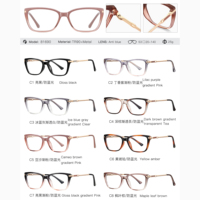 Lunettes anti-lumière bleue pour femmes MS 81690, monture géométrique, branches élégantes en métal incrusté de paillettes, texture de monture translucide