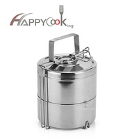 Boîte à lunch ronde Happycooking en acier inoxydable avec compartiments chaud/froid, personnalisable, type bento/tiffin, 0-1L – Fournisseur direct usine