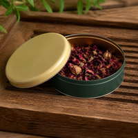 Boîte en métal élégante de couleur vert foncé pour le thé, avec un motif floral de roses, parfumée aux herbes, emballage cadeau, boîte de rangement