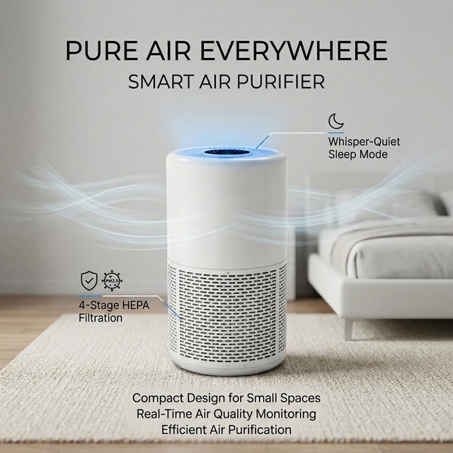 Round Shape Mini air Purifier with Filter for  Bedroom  and Living Room Portable Purification air  on Sale