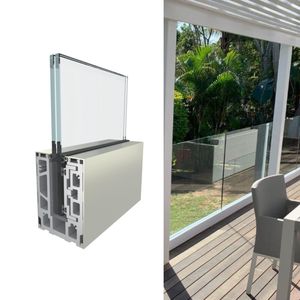 Rail en verre trempé en aluminium <span class=keywords><strong>PVC</strong></span> LED en forme de U, revêtement argenté blanc, finition noire, épaisseur 6 mm pour balcon extérieur, terrasse, <span class=keywords><strong>escalier</strong></span> - Product Image 1