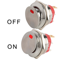 Interrupteur à bascule métallique autobloquant 22 mm 20A 12V 24V SPST étanche avec LED rouge pour montage sur panneau de commande de bateau ou tableau de bord de voiture