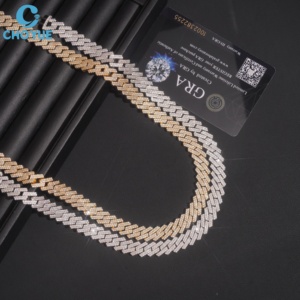 Collar Cubano de Plata de Ley 925 con Moissanita, Incrustaciones de Moissanita Cultivada en Laboratorio VVS, Joyería Personalizada de Plata - Product Image 1