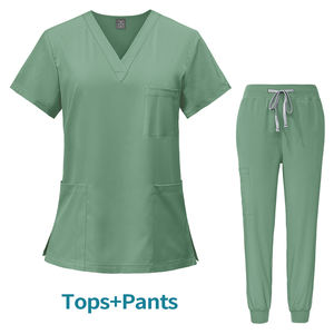 2024 mode caraïbes bleu Anti-rides lavable médecin infirmière costume Stretch col en v intérieur gommages uniforme sous-gommage pour l'hôpital - Product Image 3