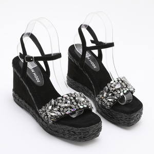 <span class=keywords><strong>Zapatos</strong></span> de Mujer Europeos de Primavera/Verano, Ligeros y de Alta Calidad, Sandalias de Tacón de <span class=keywords><strong>Cuña</strong></span> <span class=keywords><strong>con</strong></span> Diamantes Brillantes, Tallas Grandes, Sexy - Product Image 3