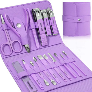 Juego de <span class=keywords><strong>manicura</strong></span>, cortaúñas profesional, <span class=keywords><strong>kit</strong></span> de <span class=keywords><strong>pedicura</strong></span>, 16 Uds., herramientas de cuidado de uñas de acero inoxidable con bolsa de cuero - Product Image 6